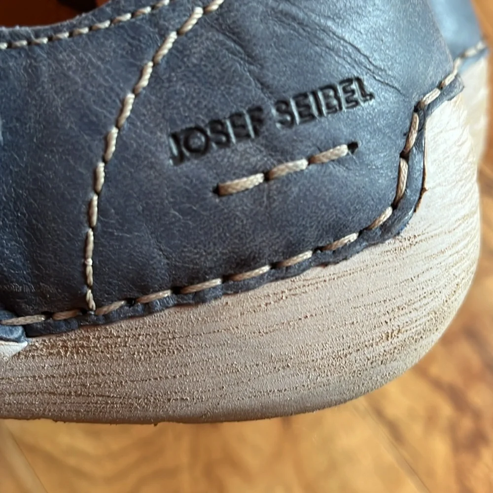 Josef Seibel Fergey blue Mary Jane Leather Flats Shoes loafers Size 37 7 US EUC